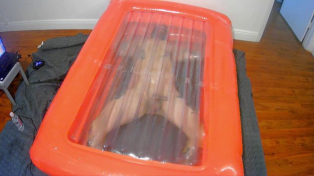 Gay Sub Trapped in Inflatable Bondage Bed
