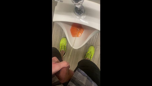 Guy Pisses in Office Urinal