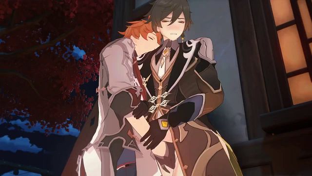 Zhongli Gets Fingered by Tartaglia in Anime Hentai