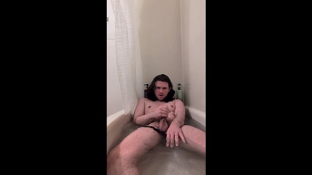 Solo Guy Strokes Wet Cock in Bath