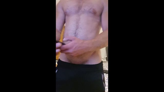 muscular bodybuilder fitness model masturbate at house