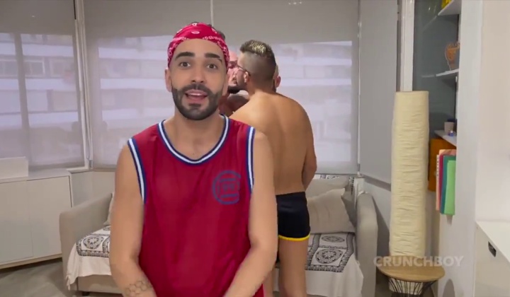 Muscle Hunks Engage in Threesome with Roni