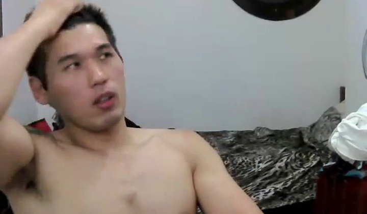 Asian Guy Strips and Jerks Off on Cam