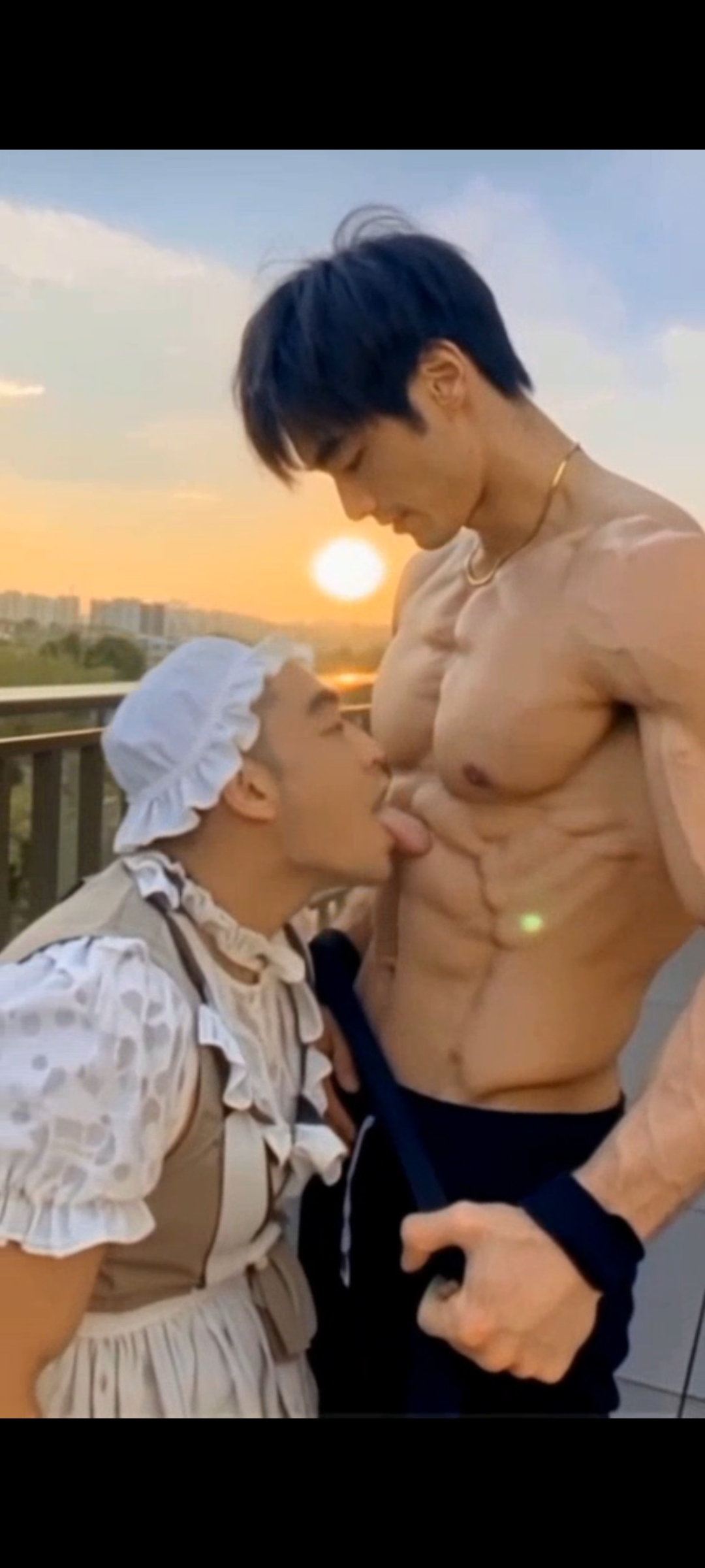 Master Dominates Slave with Intense Abs Licking