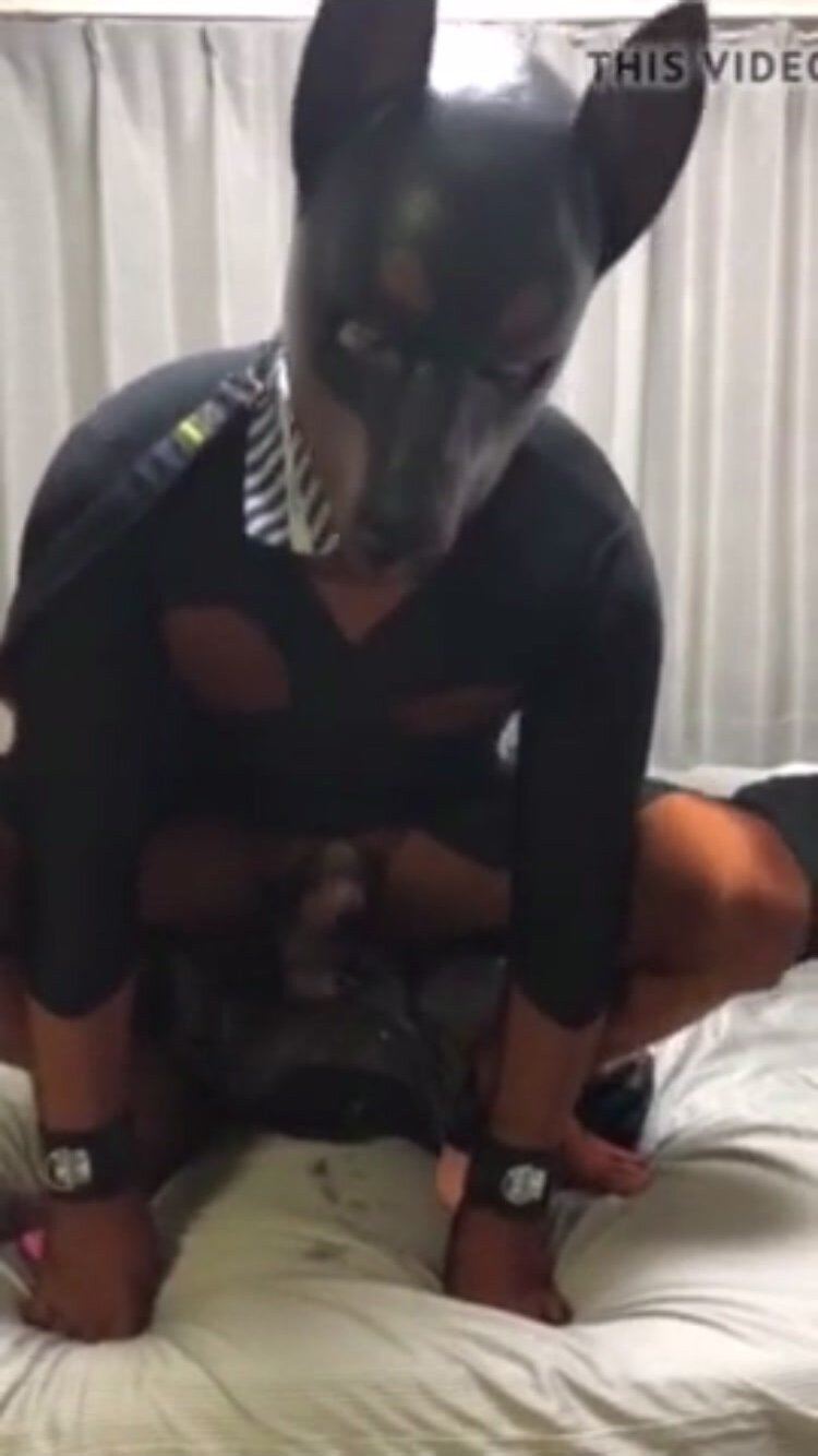 Guy in Zentai Suits Rides Dildo to Orgasm