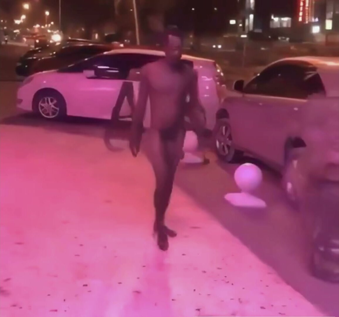 Cousin Shows Off His Body While Walking