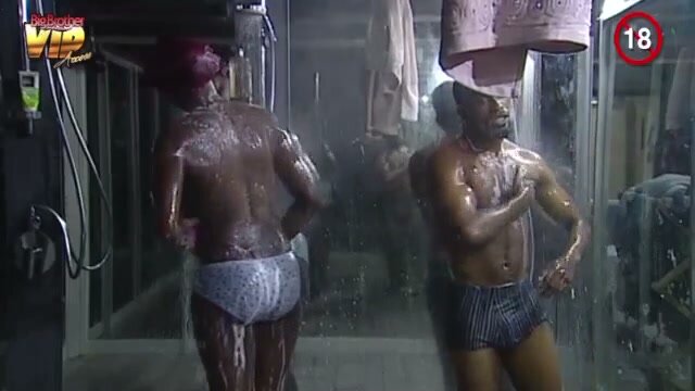 African Hunk Gets Hard in Shower