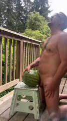 Raw Cock Smashes Watermelons in Fierce Chaos