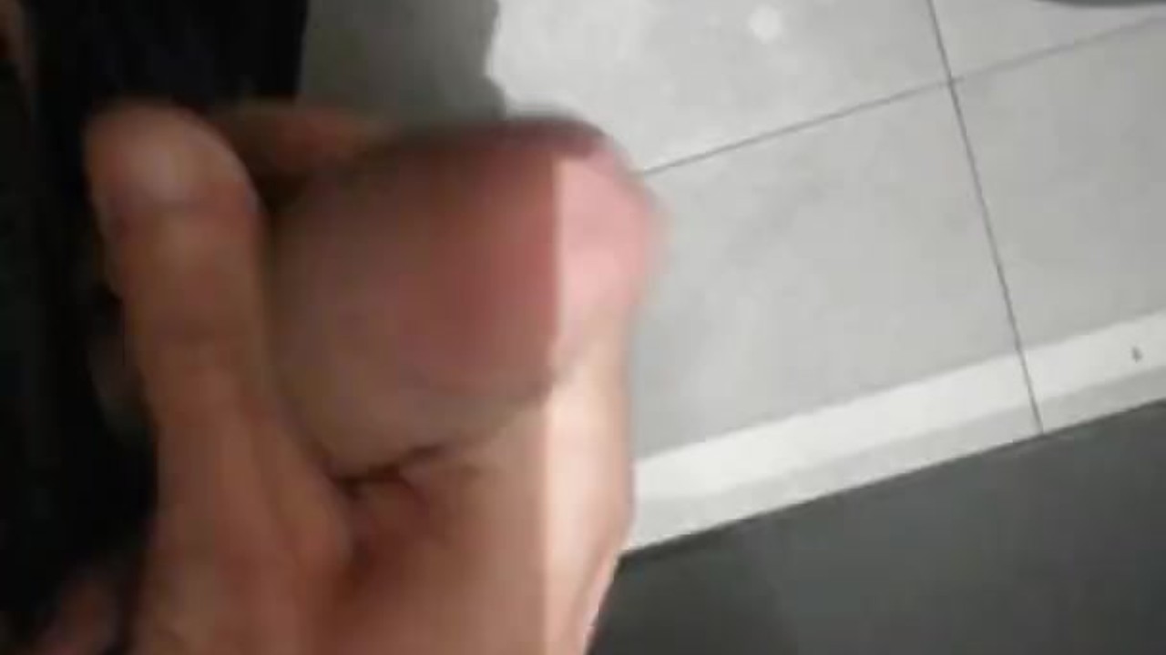 Guy Jerks Off Big Cock in Public Before Leaving