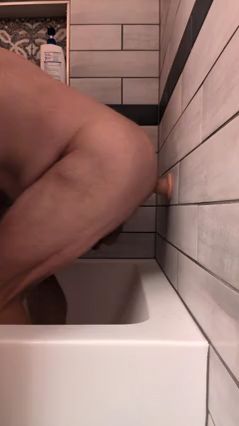 Guy Uses Suction Dildo for Anal Play in Shower