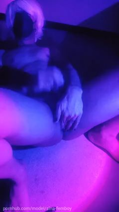 Femboy Masturbates in Glow Panties
