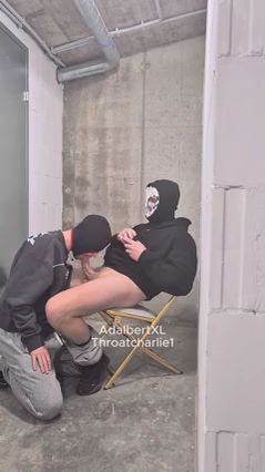 Guy Gives Blowjob in Basement