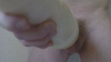 Hairy Twink Masturbates with Fleshlight to Big Cumshot