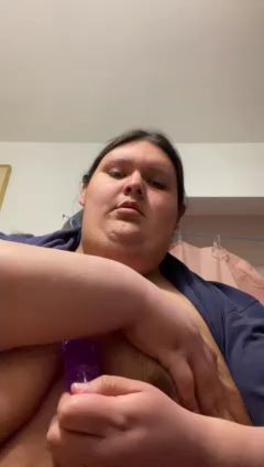 Gay Guy Gets Titty Fucked with Purple Dildo