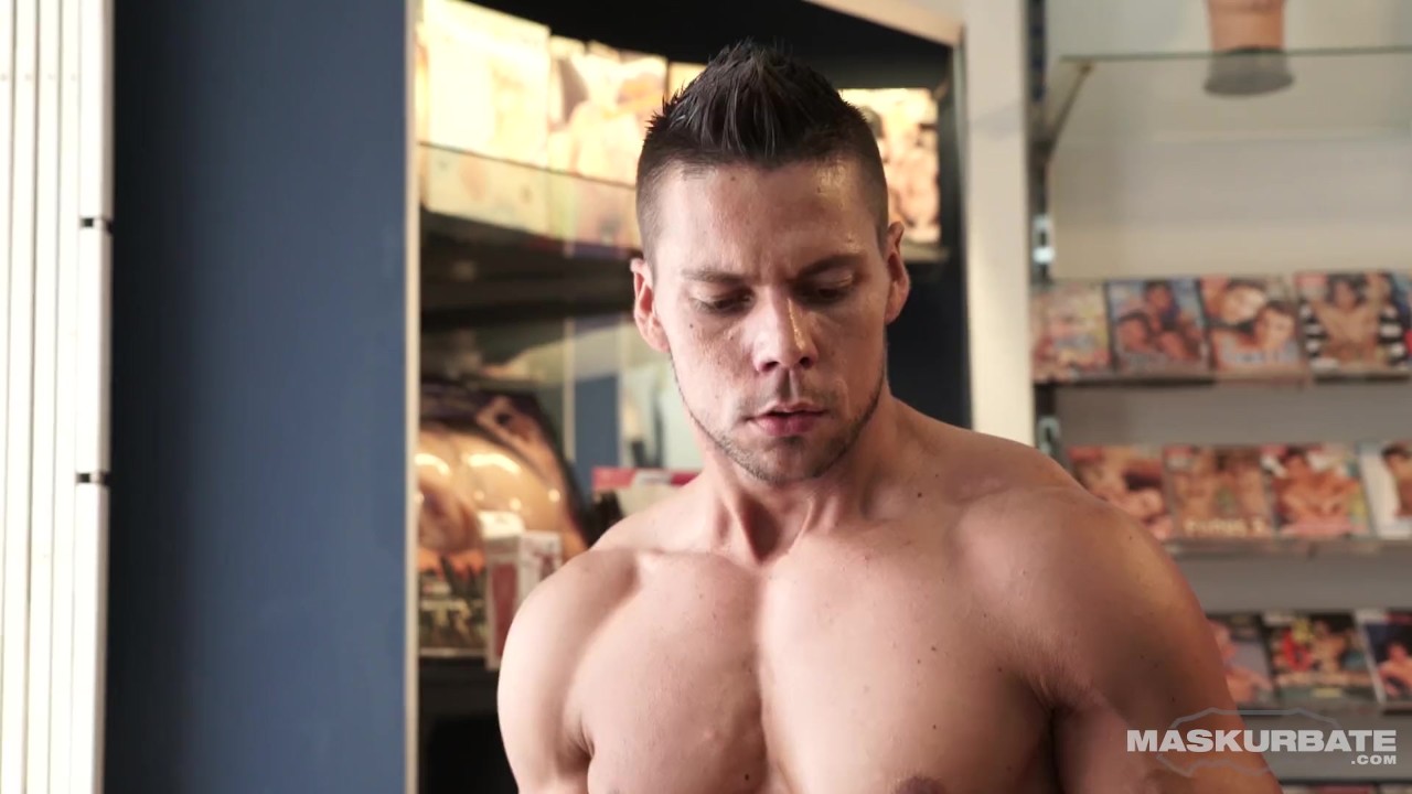 Angelo Godshack Jerks Off in Sex Shop