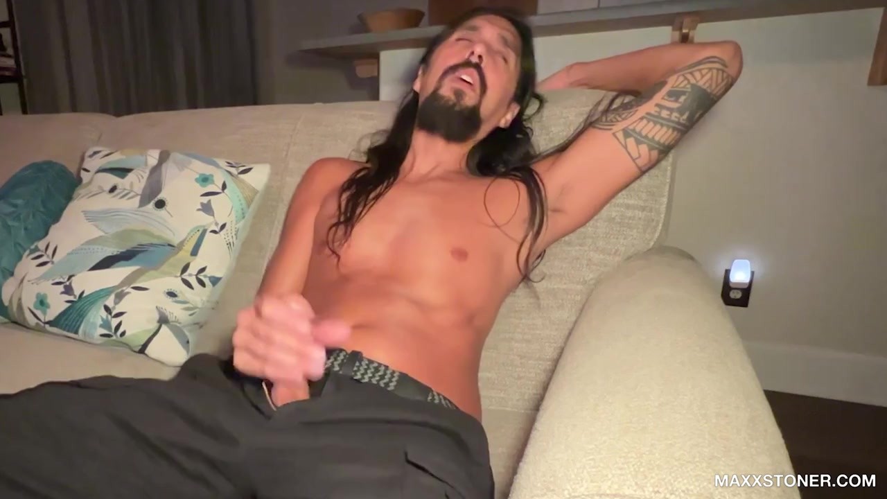 Hunky Guy Rips Bong, Ends with Messy Cumshot