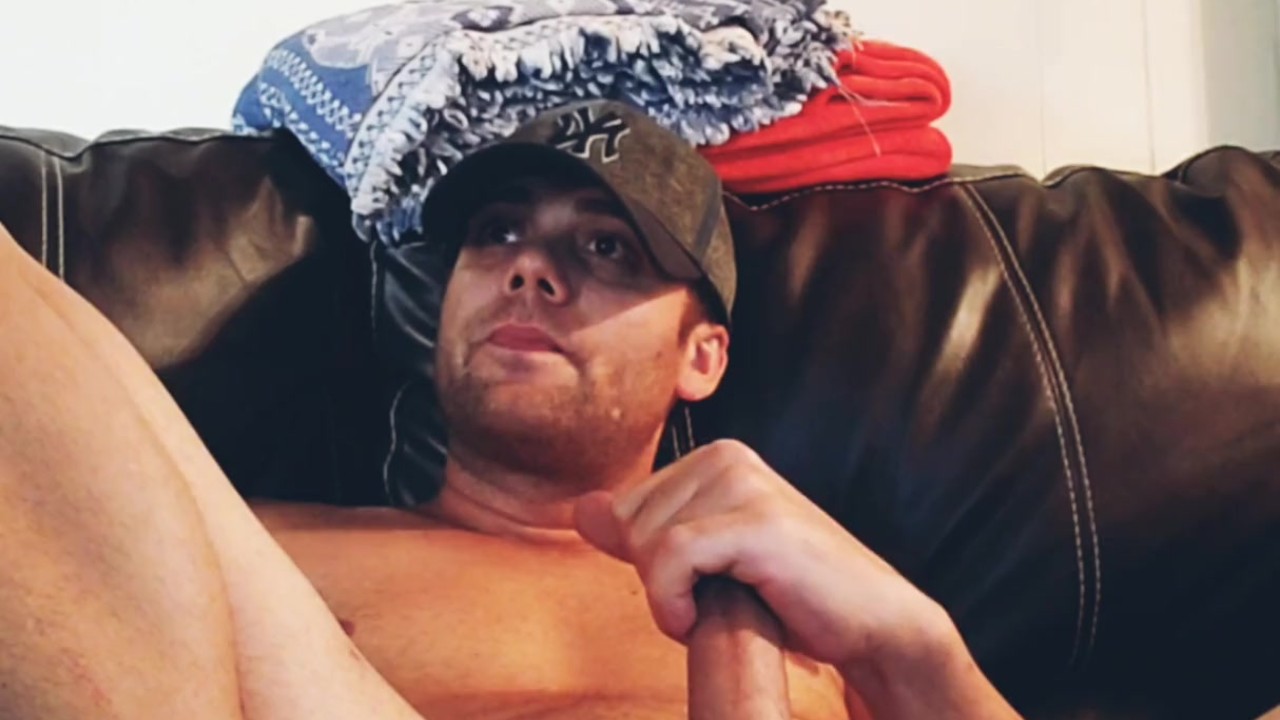 Guy Jerks Off on Couch and Cums