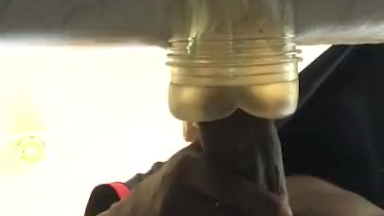 Guy Masturbates with Fleshlight