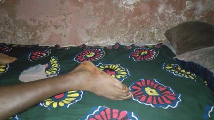 Horny Guy Fucks His Bed at Night with Big Cock