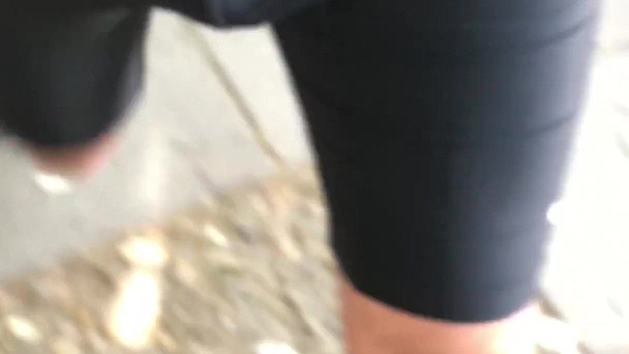 Guy Exposes Bulge in Tight Shorts on Street