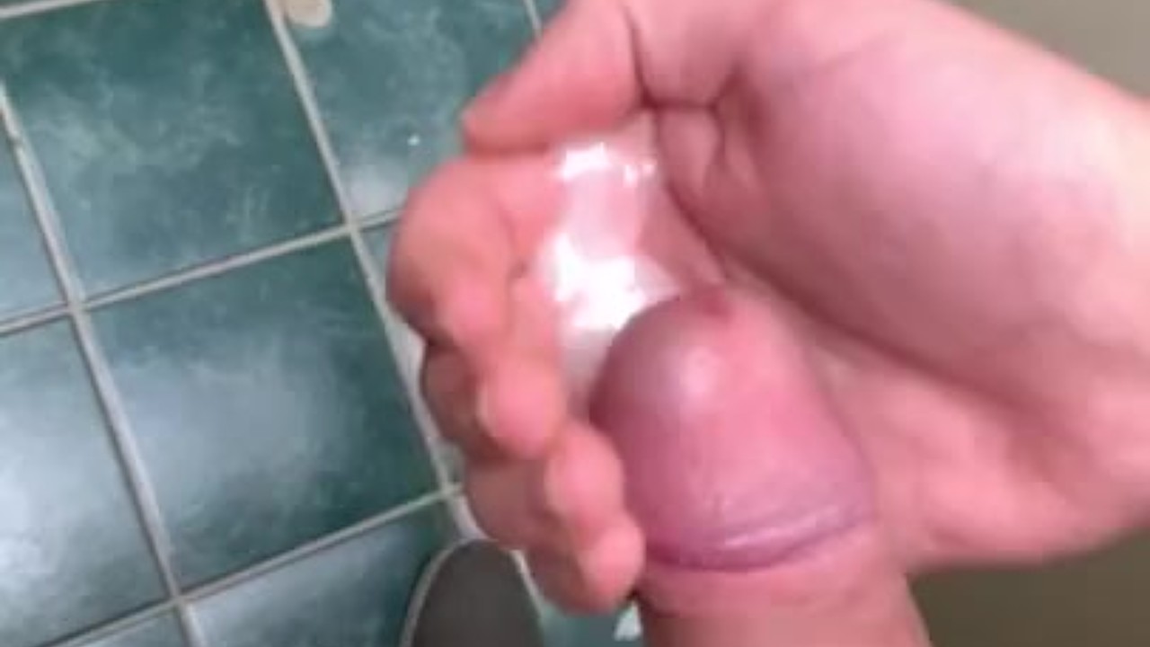 Guy Jerks Off in Public Restroom Stall